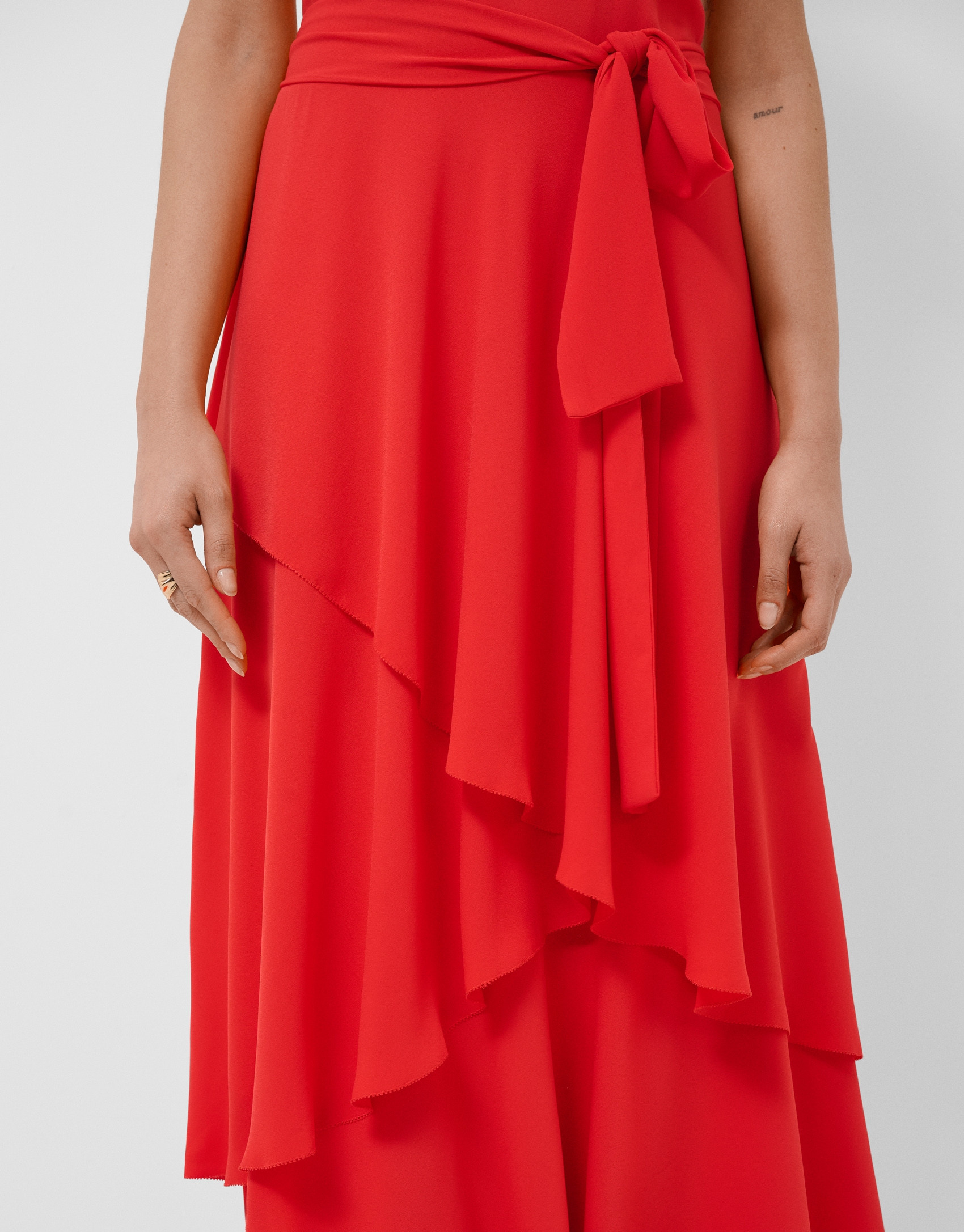 Vestido volantes gasa fluida rojo - Mujer | Roberto Verino