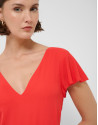 Vestido volantes gasa fluida rojo - Mujer | Roberto Verino