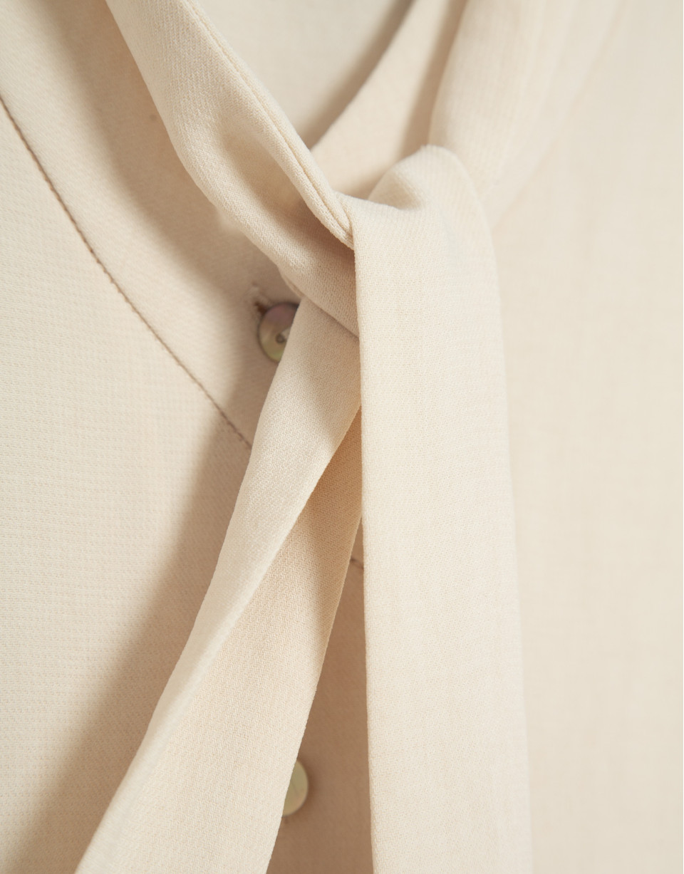 Beige three-quarter sleeve midi dress - Woman | Roberto Verino
