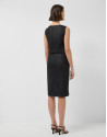 Straight sleeveless dress in black weave fabric | Roberto Verino