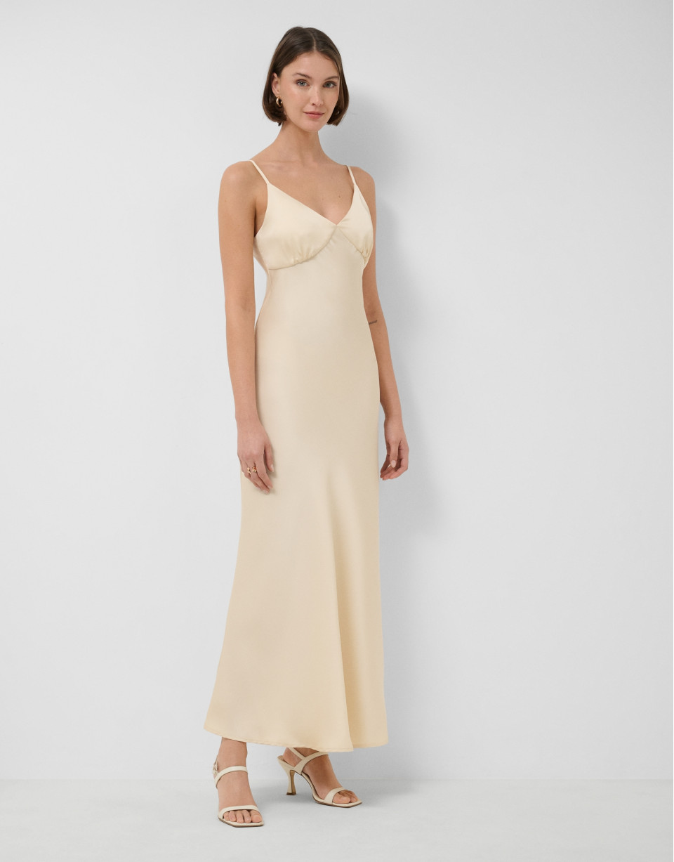 Vestido lencero de tirantes beige - Mujer | Roberto Verino
