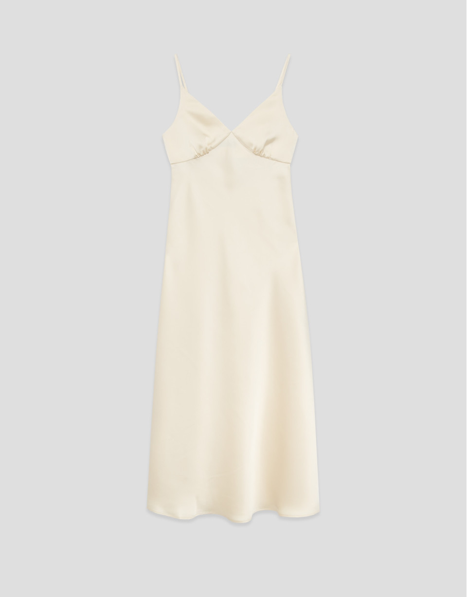 Vestido lencero de tirantes beige - Mujer | Roberto Verino