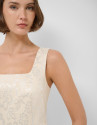 Beige floral jacquard dress with silver ... | Roberto Verino