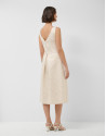 Beige floral jacquard dress with silver ... | Roberto Verino