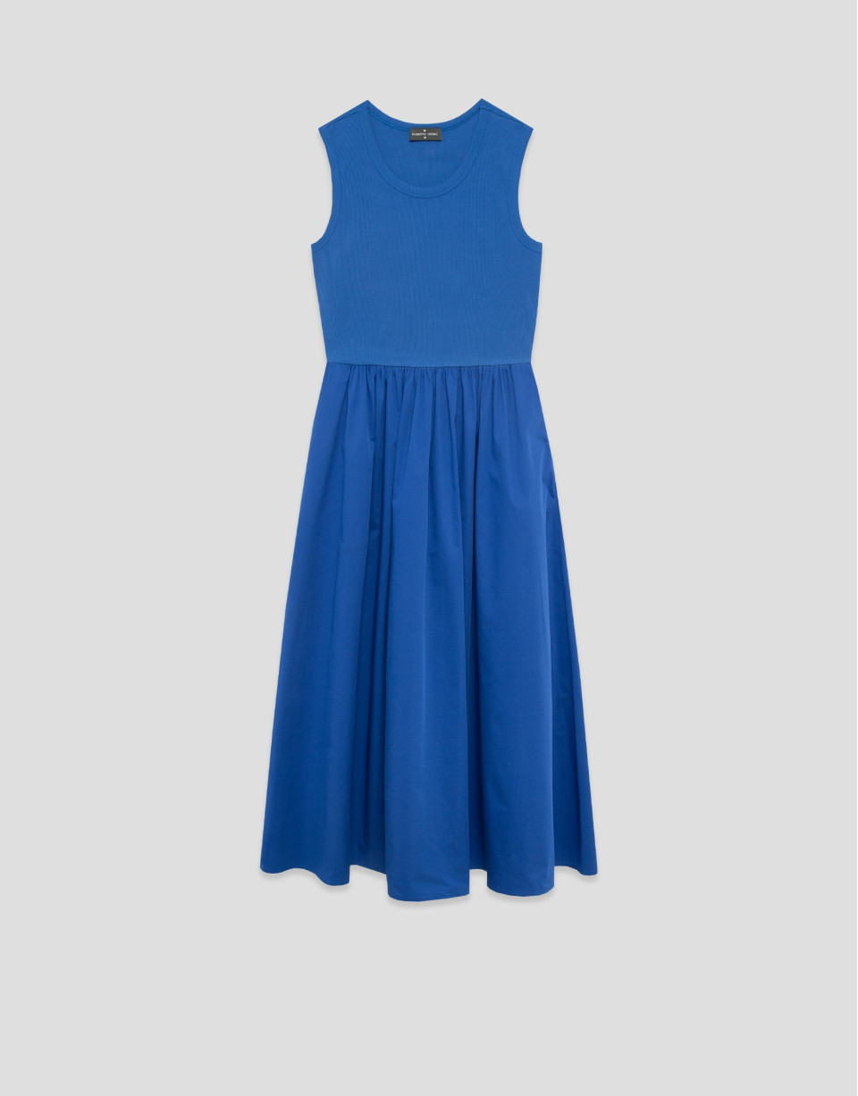 Blue knit and cotton blend dress - Woman | Roberto Verino