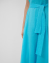 Turquoise blue ramie sleeveless midi dress | Roberto Verino