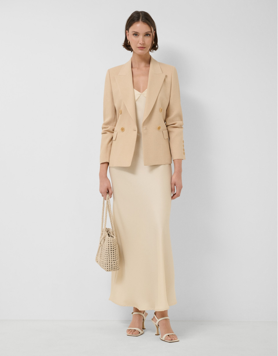 Vestido lencero de tirantes beige - Mujer | Roberto Verino
