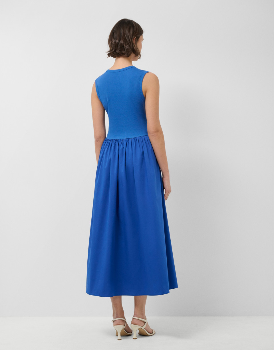 Vestido en tejido combinado punto y algodón ... | Roberto Verino