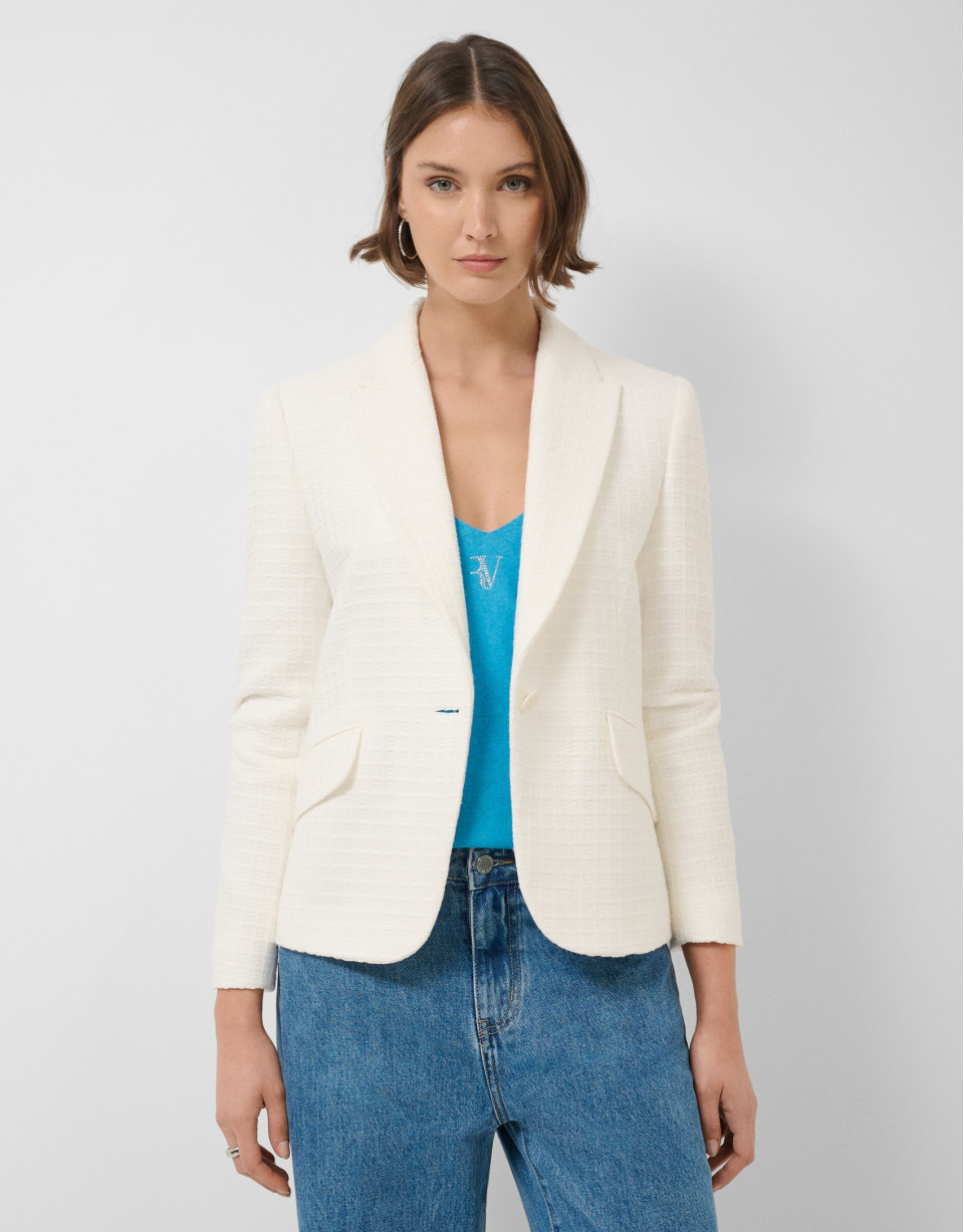 Chaqueta corta trama con brillo blanca - Mujer | Roberto Verino