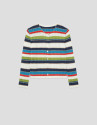 Multicoloured horizontal striped knit cardigan | Roberto Verino
