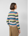 Multicoloured horizontal striped knit cardigan | Roberto Verino