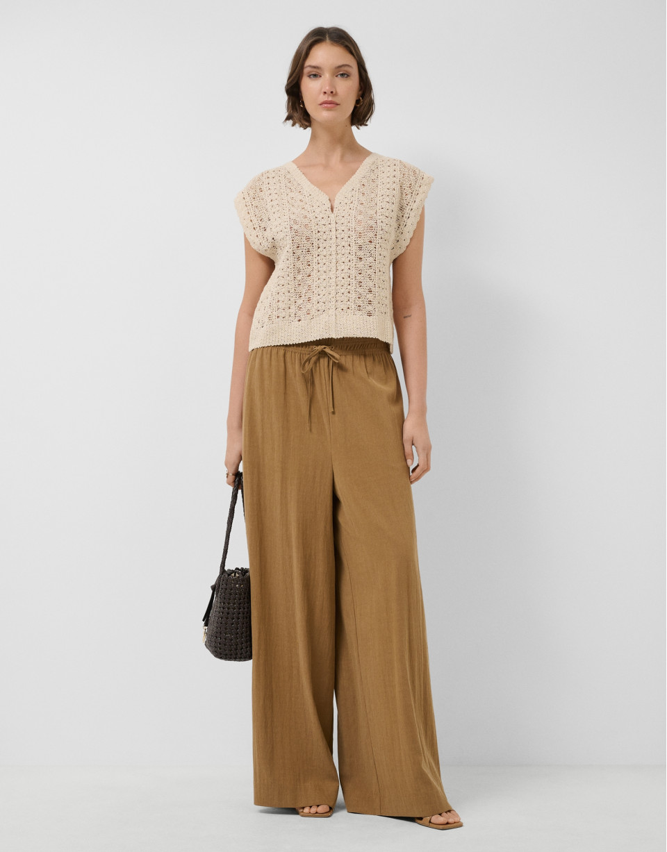 Top estilo chaleco punto trabajado beige | Roberto Verino