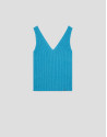 Blue ribbed armhole top - Woman - SS2026 | Roberto Verino