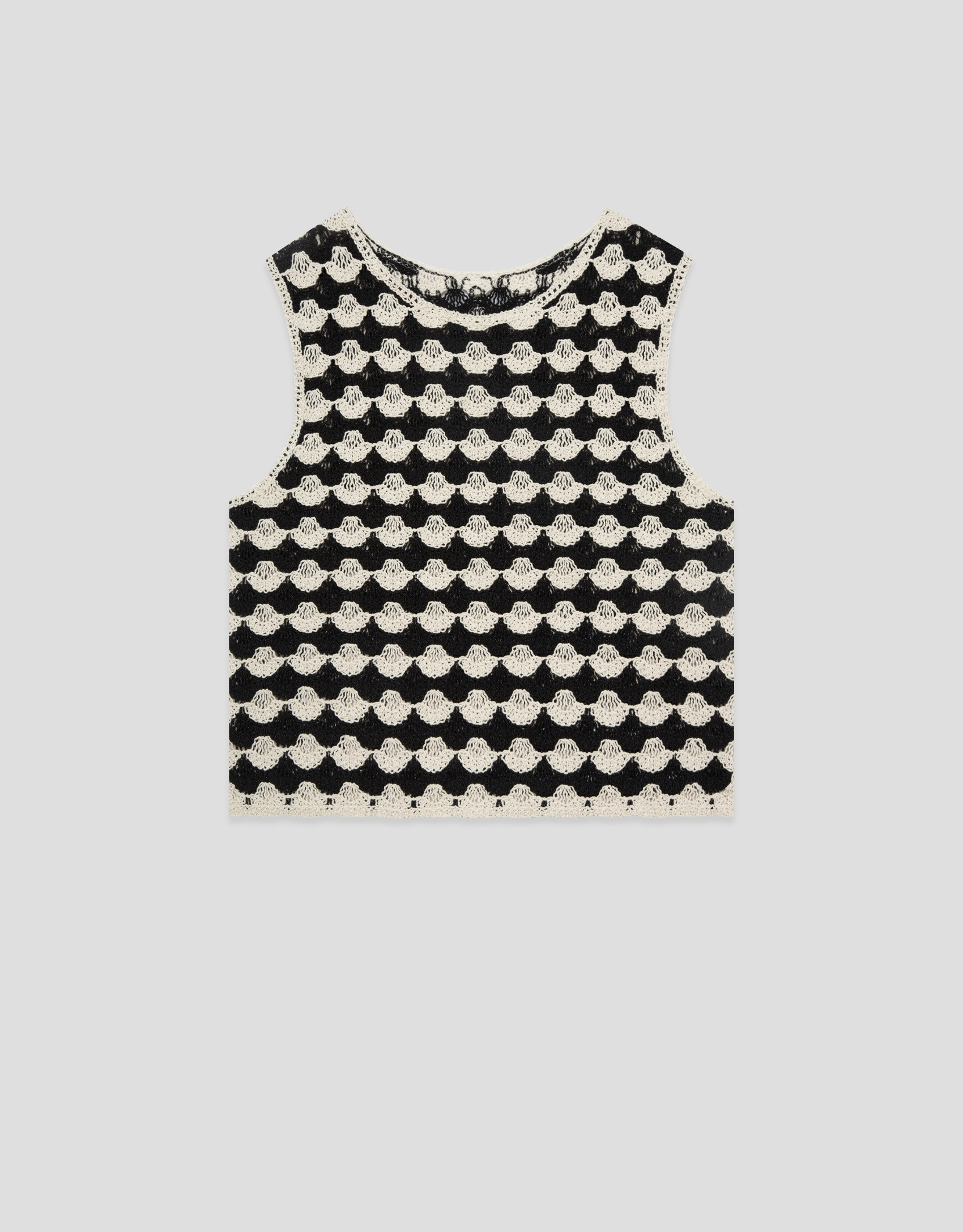 Top corto punto mosaico beige y negro - Mujer | Roberto Verino