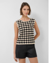 Top corto punto mosaico beige y negro - Mujer | Roberto Verino