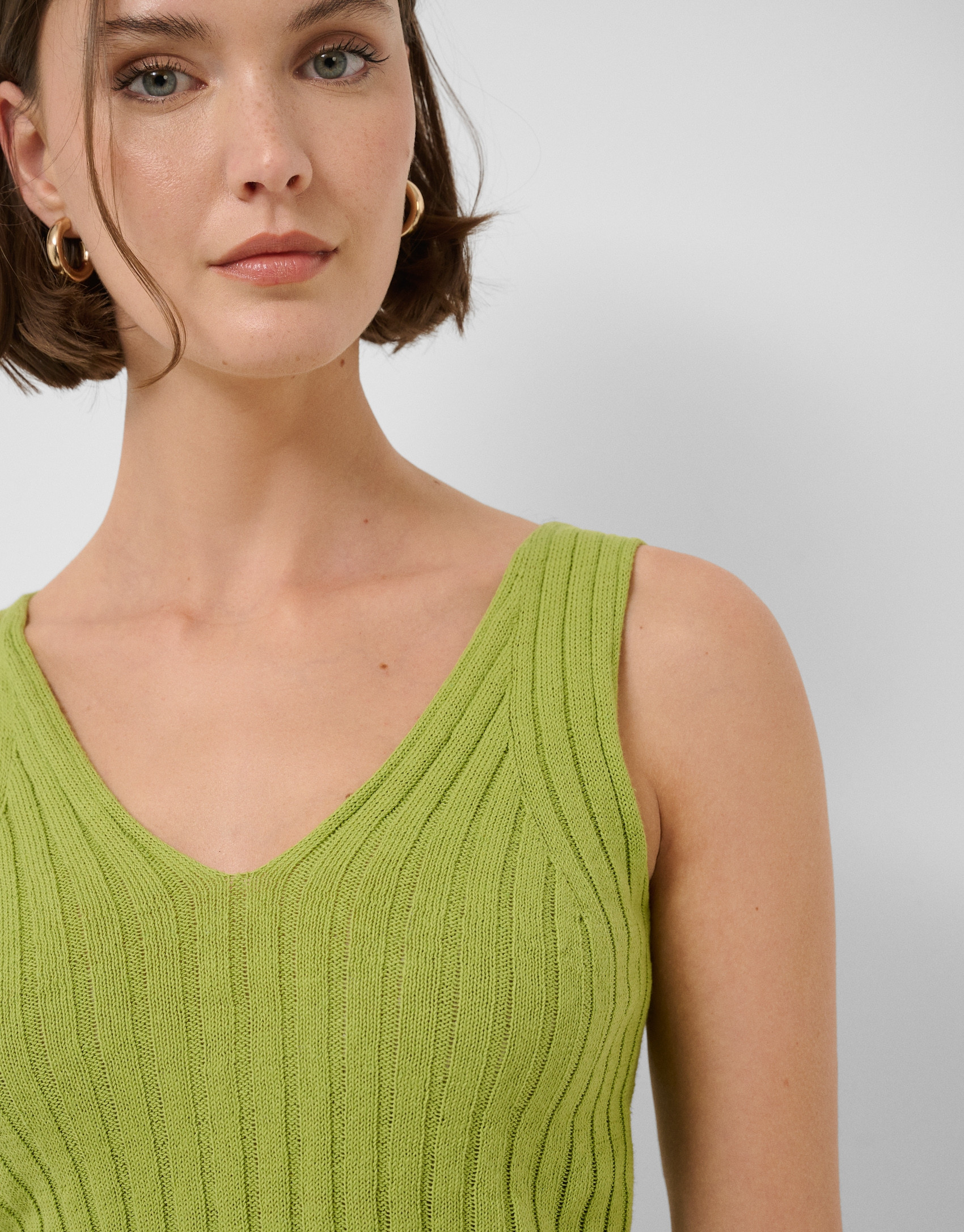 Green ribbed armhole top - Woman - SS2026 | Roberto Verino