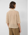 Camel openwork polo jumper - Woman - SS2026 | Roberto Verino