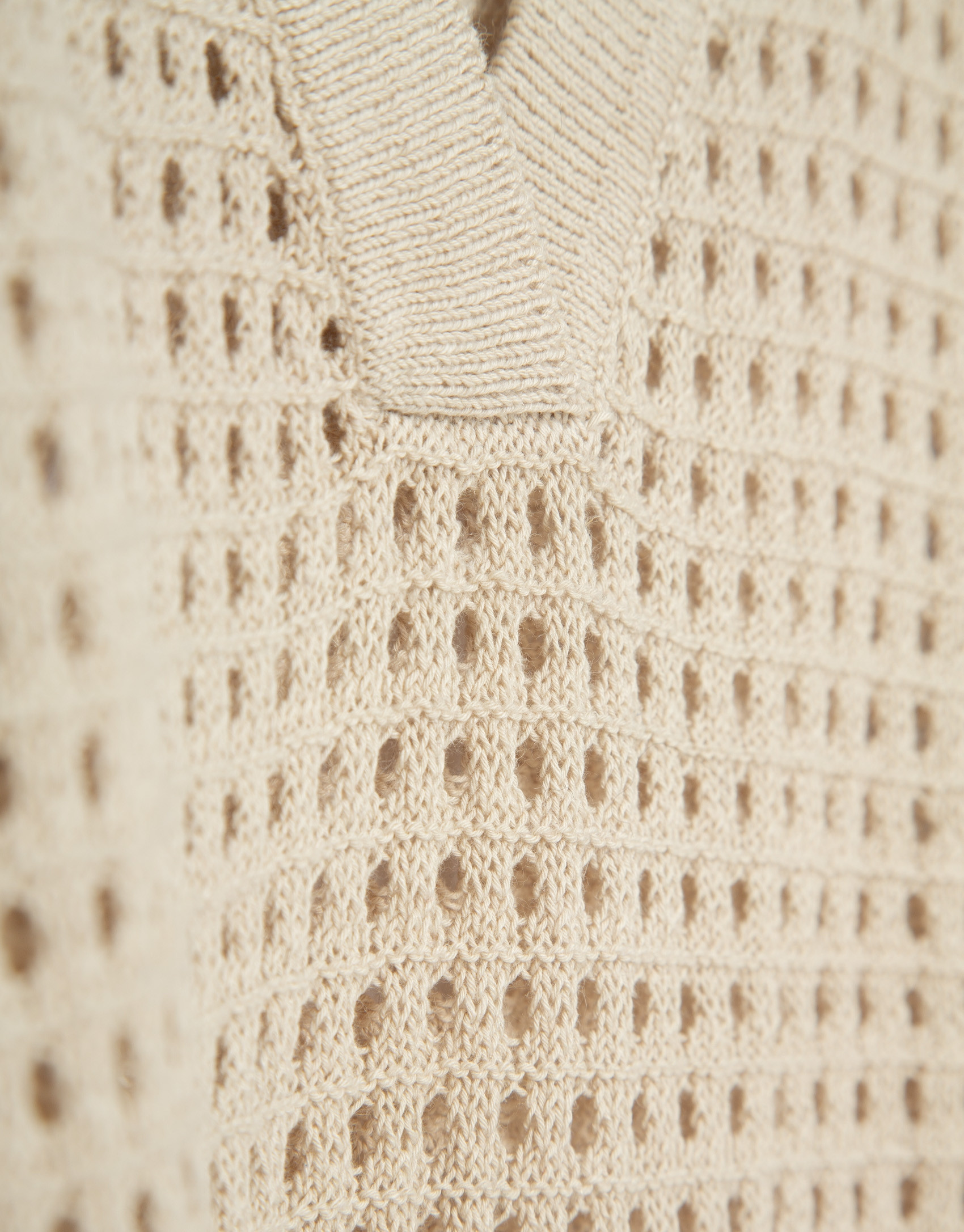 Camel openwork polo jumper - Woman - SS2026 | Roberto Verino