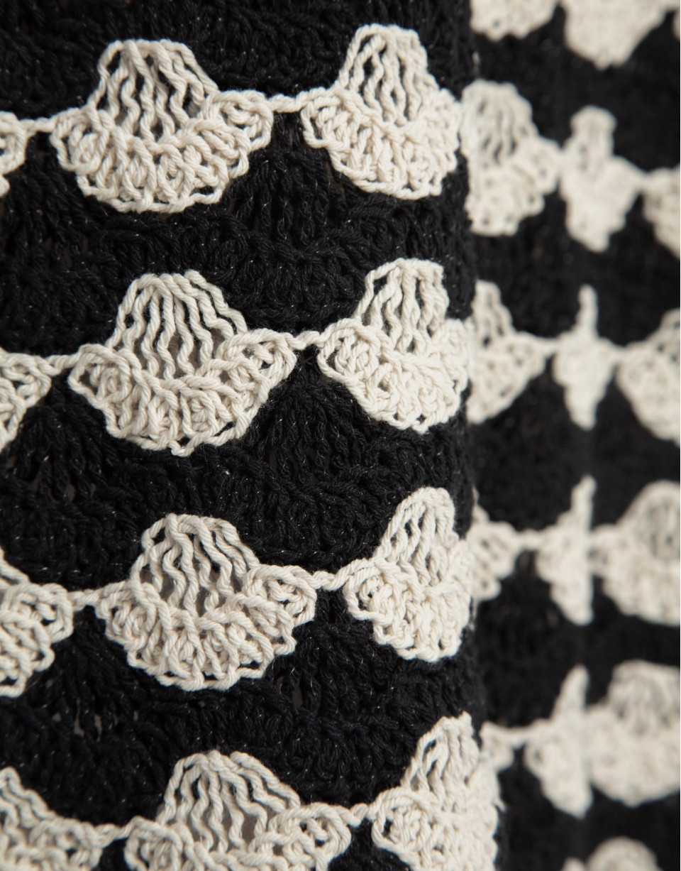 Beige and black mosaic knit crop top - Woman | Roberto Verino