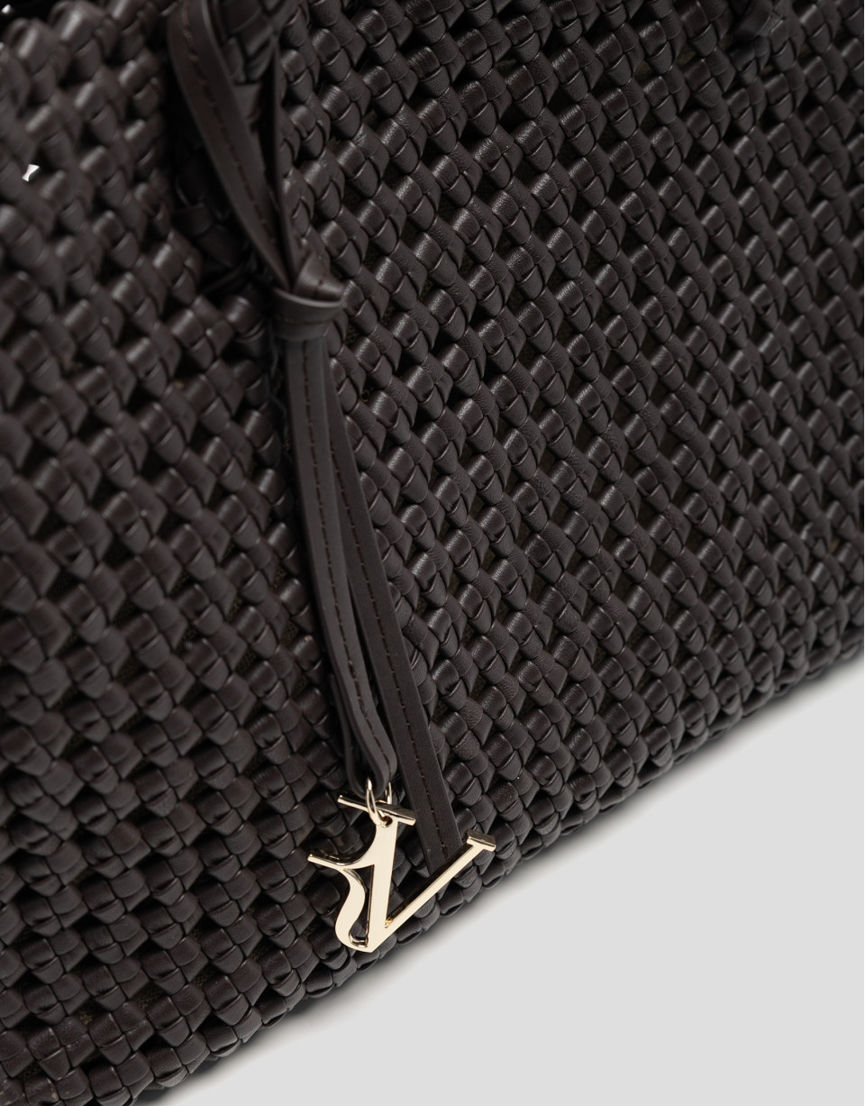 Paola Shopper shoulder bag in brown knotted ... | Roberto Verino