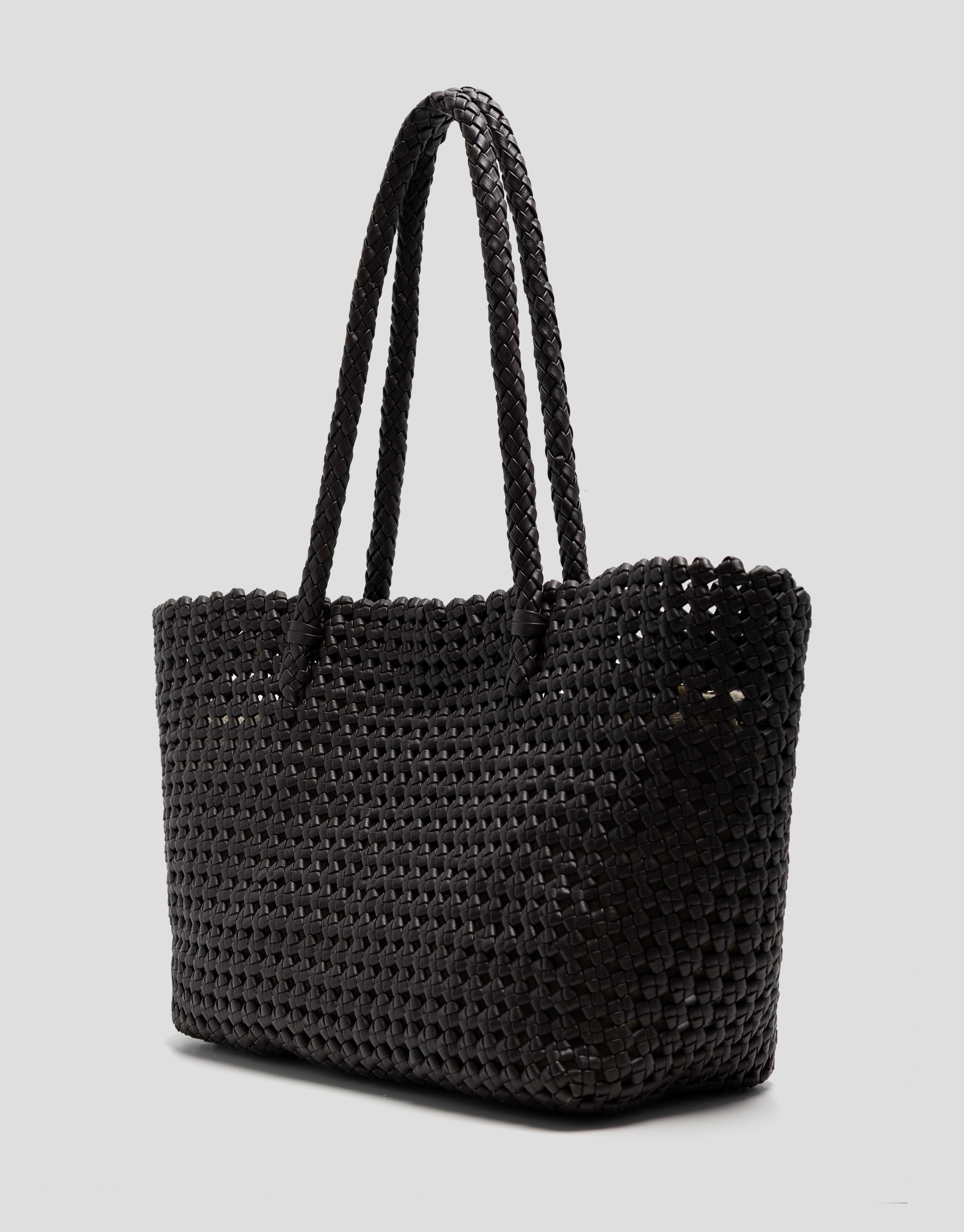 Paola Shopper shoulder bag in brown knotted ... | Roberto Verino