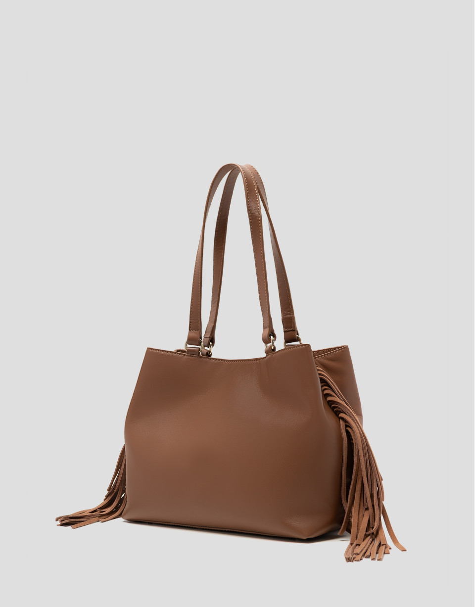 Bolso de hombro Cleo Hobo piel cámel - Mujer | Roberto Verino