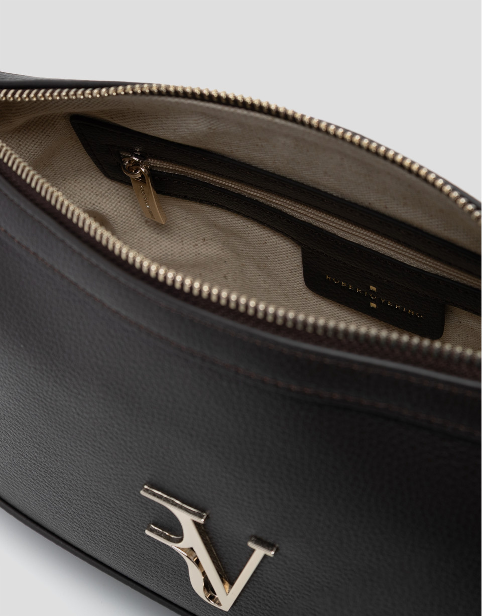 Lila shoulder bag in dark brown leather - Woman | Roberto Verino