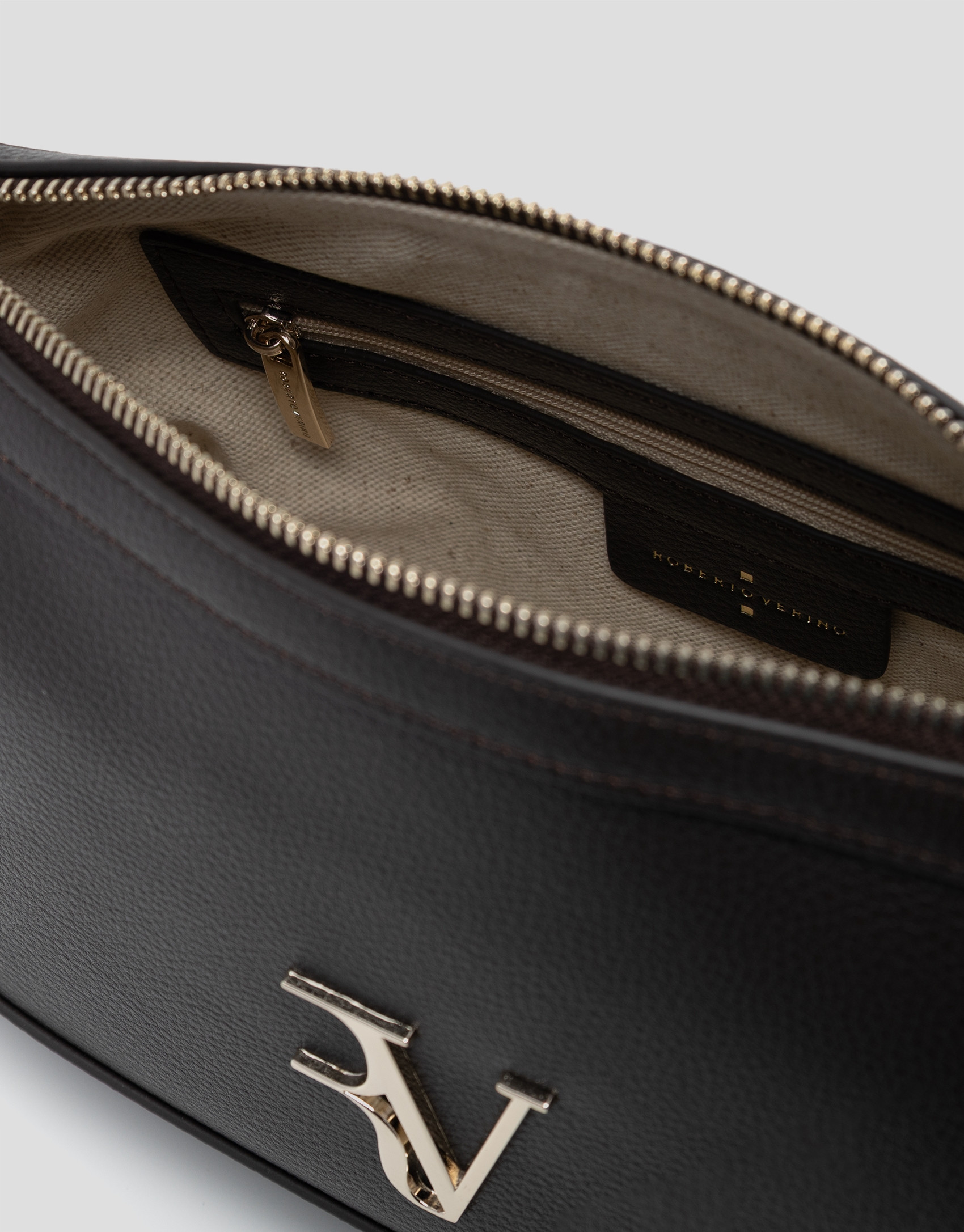 Lila shoulder bag in dark brown leather - Woman | Roberto Verino