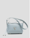 Lila mini shoulder bag in light blue leather | Roberto Verino