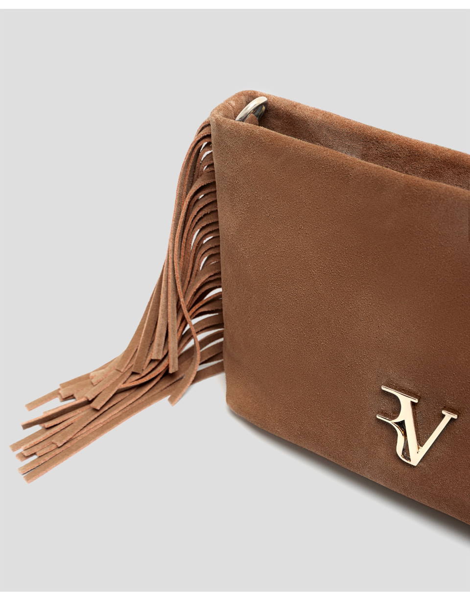 Cleo camel suede shoulder bag - Woman - SS2026 | Roberto Verino