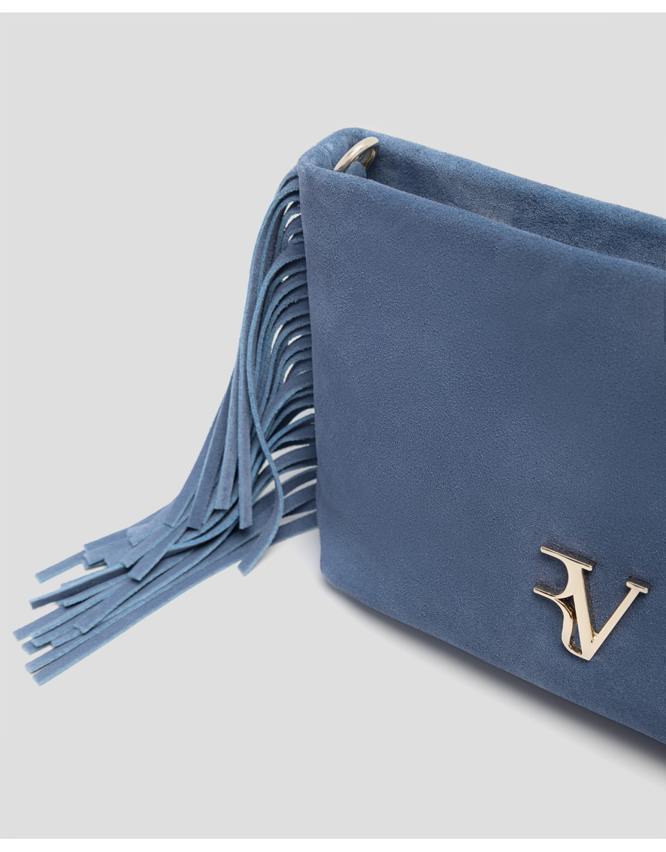 Cleo blue suede shoulder bag - Woman - SS2026 | Roberto Verino