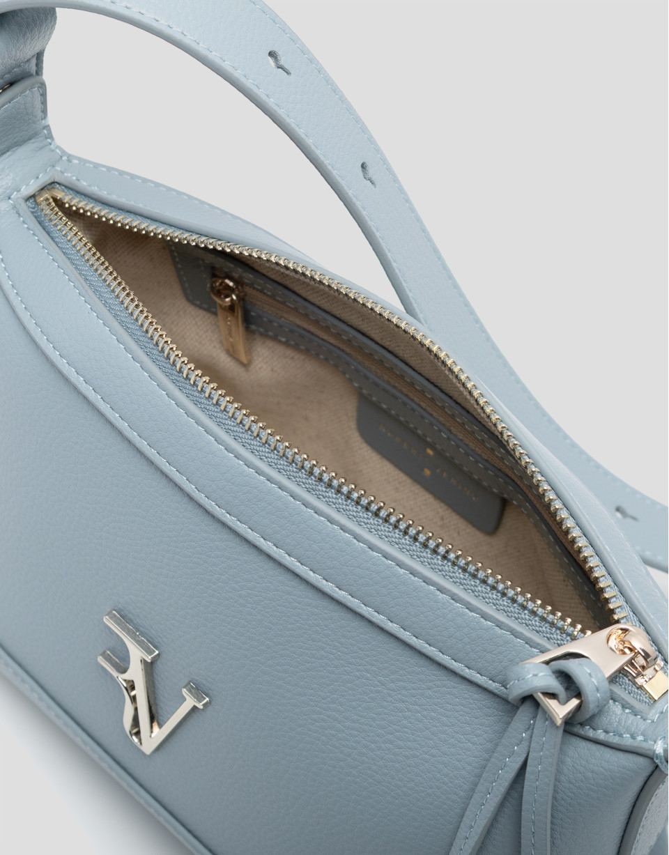 Lila mini shoulder bag in light blue leather | Roberto Verino