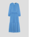 Blue gathered maxi dress - Woman - SS2026 | Roberto Verino