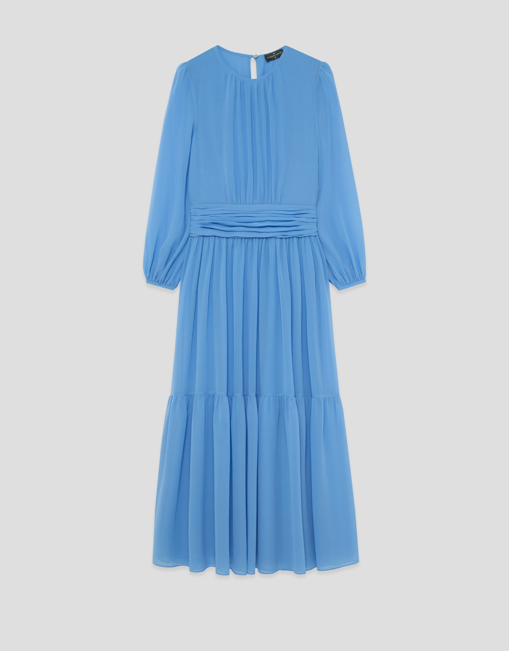 Vestido largo fruncido azul - Mujer - PV2026 | Roberto Verino