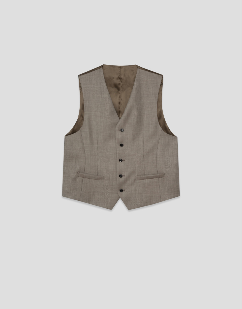 Dark mink wool faux plain waistcoat - Man | Roberto Verino