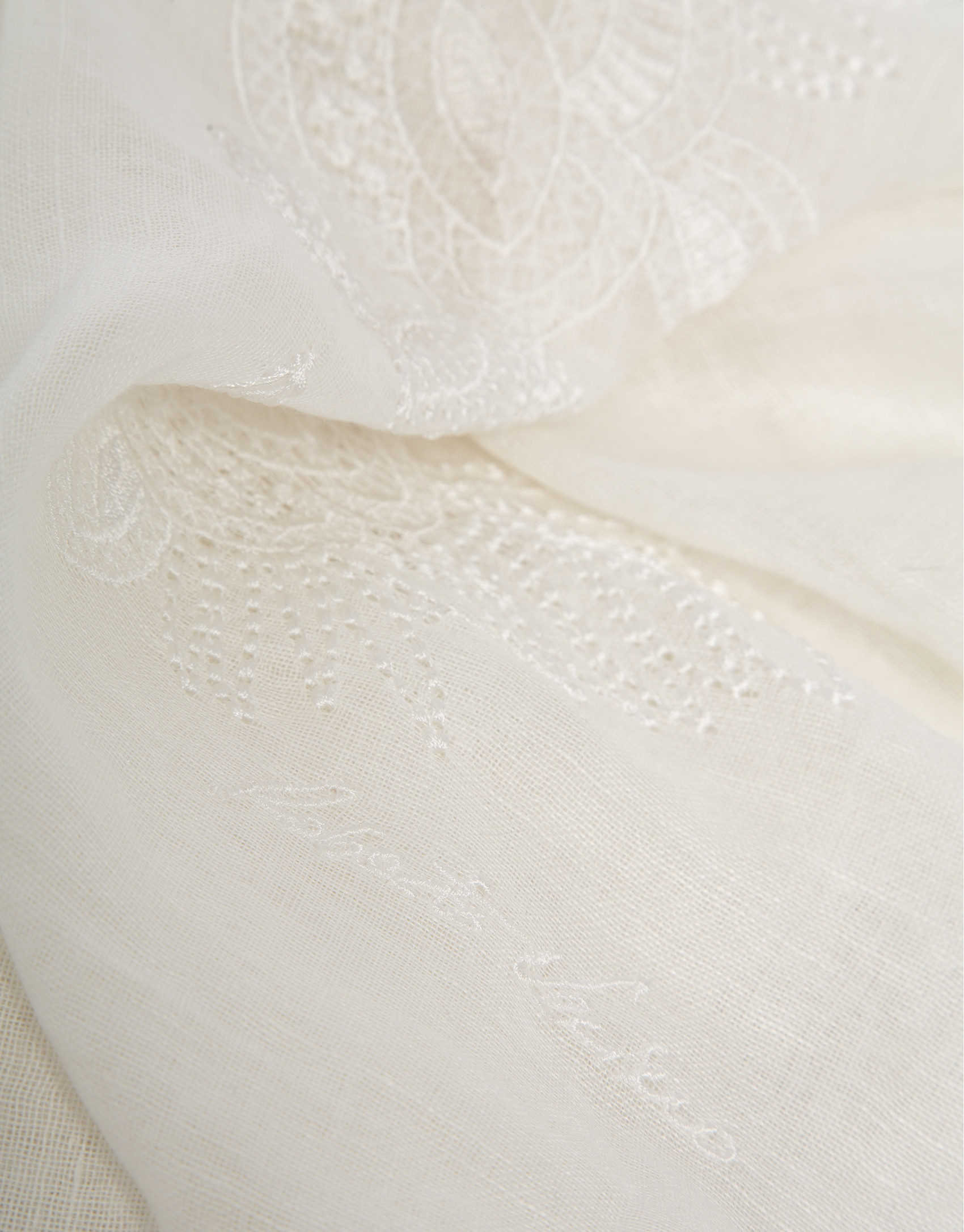 Raw linen/cotton scarf with floral print | Roberto Verino
