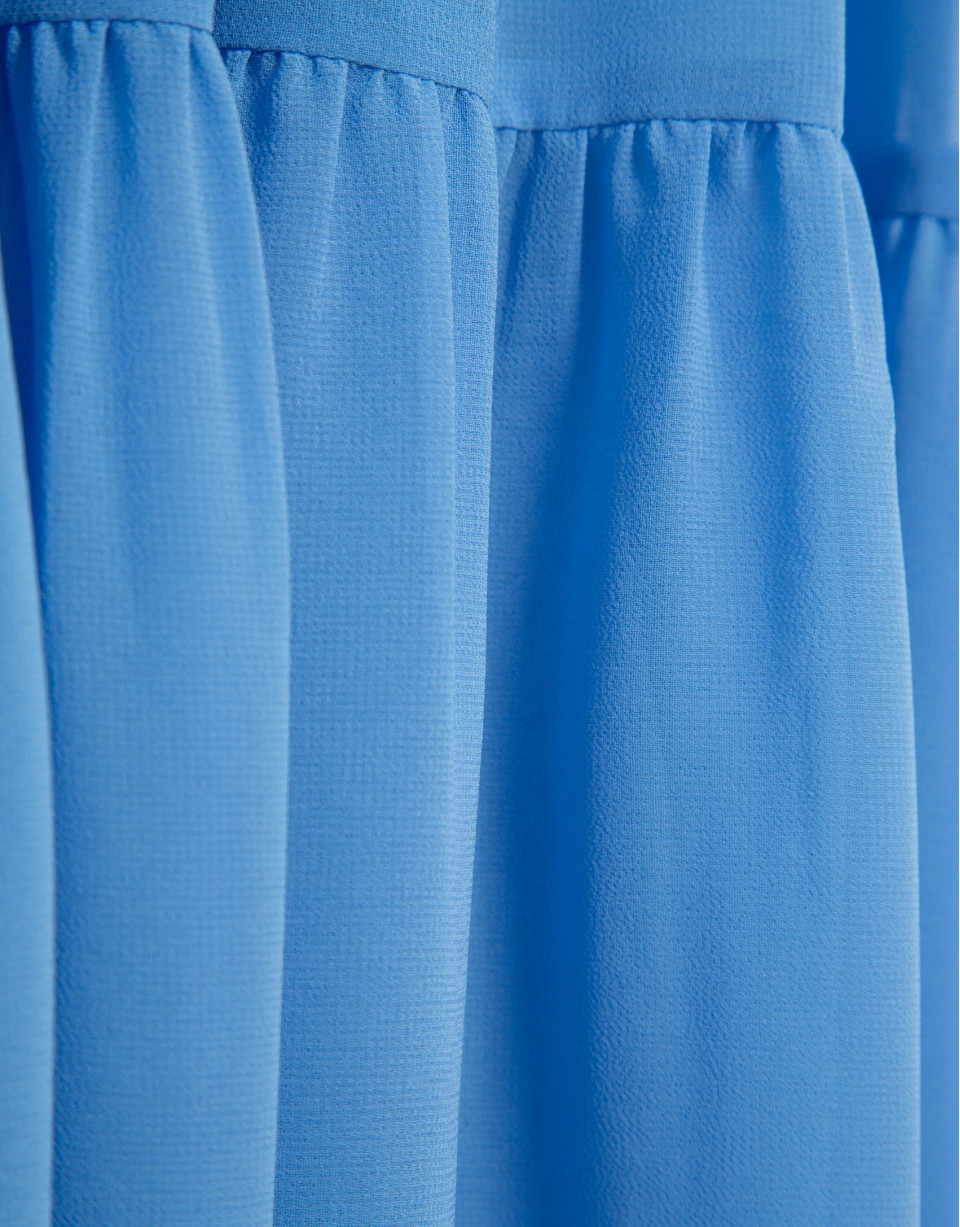 Vestido largo fruncido azul - Mujer - PV2026 | Roberto Verino