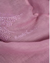 Pink linen/cotton scarf with floral print | Roberto Verino