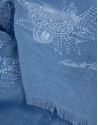 Fular lino/algodón azul con estampado flores | Roberto Verino