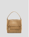 Bolso Bucket Chloe piel avellana con flecos | Roberto Verino