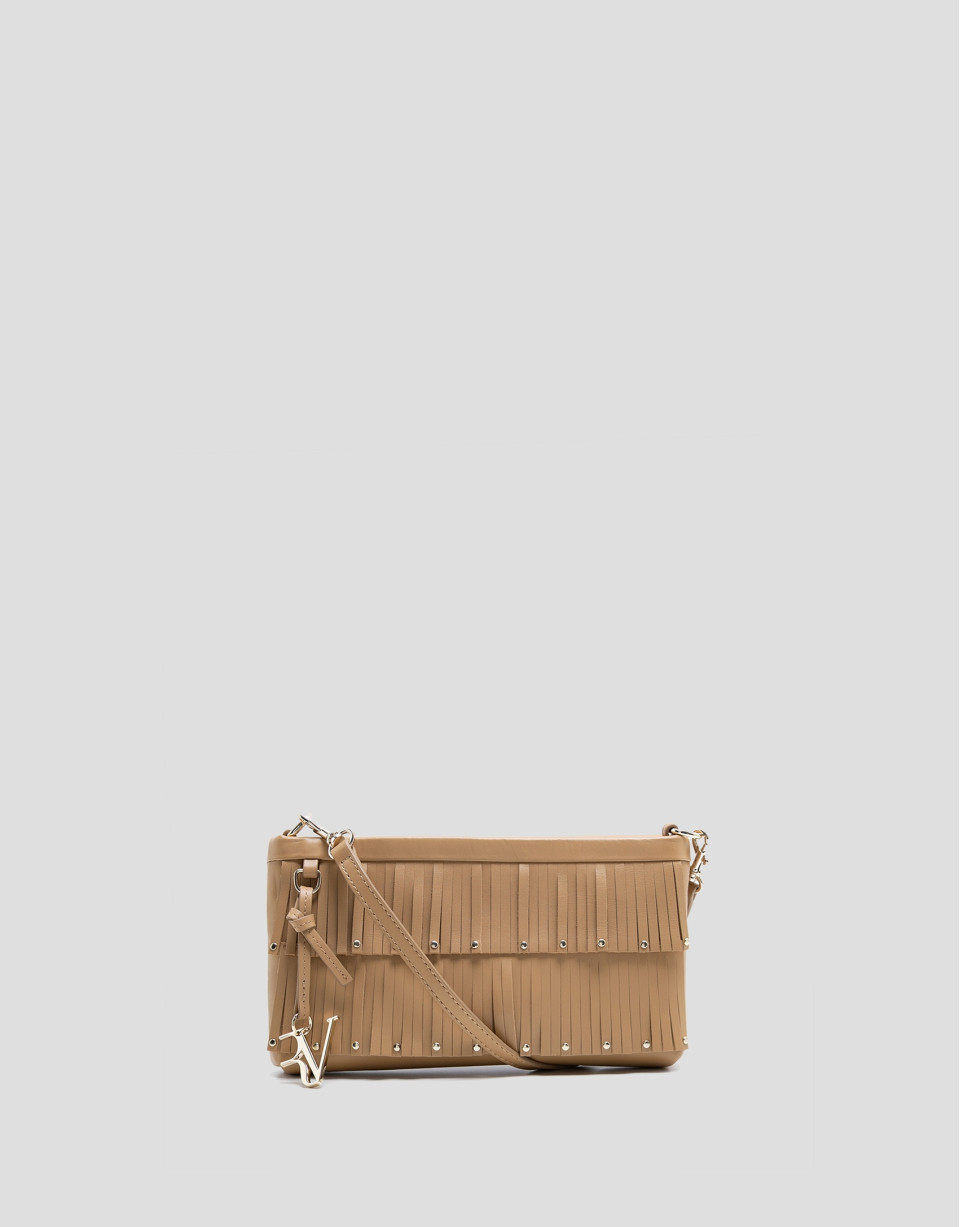 Bolso mini Chloe piel avellana con flecos | Roberto Verino