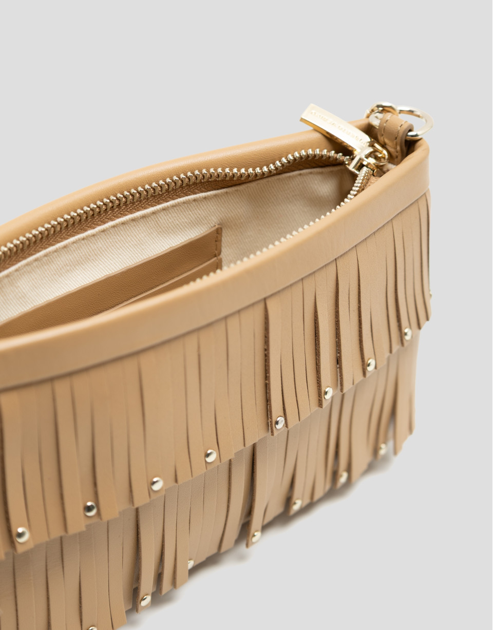Bolso mini Chloe piel avellana con flecos | Roberto Verino