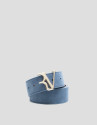 Blue split leather belt - Woman - SS2026 | Roberto Verino