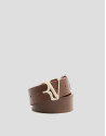 Brown Saffiano leather belt - Woman - SS2026 | Roberto Verino