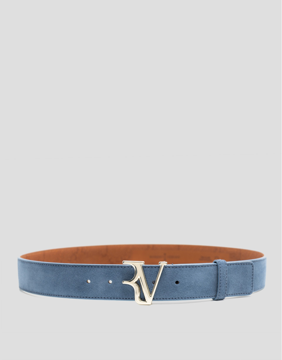 Blue split leather belt - Woman - SS2026 | Roberto Verino