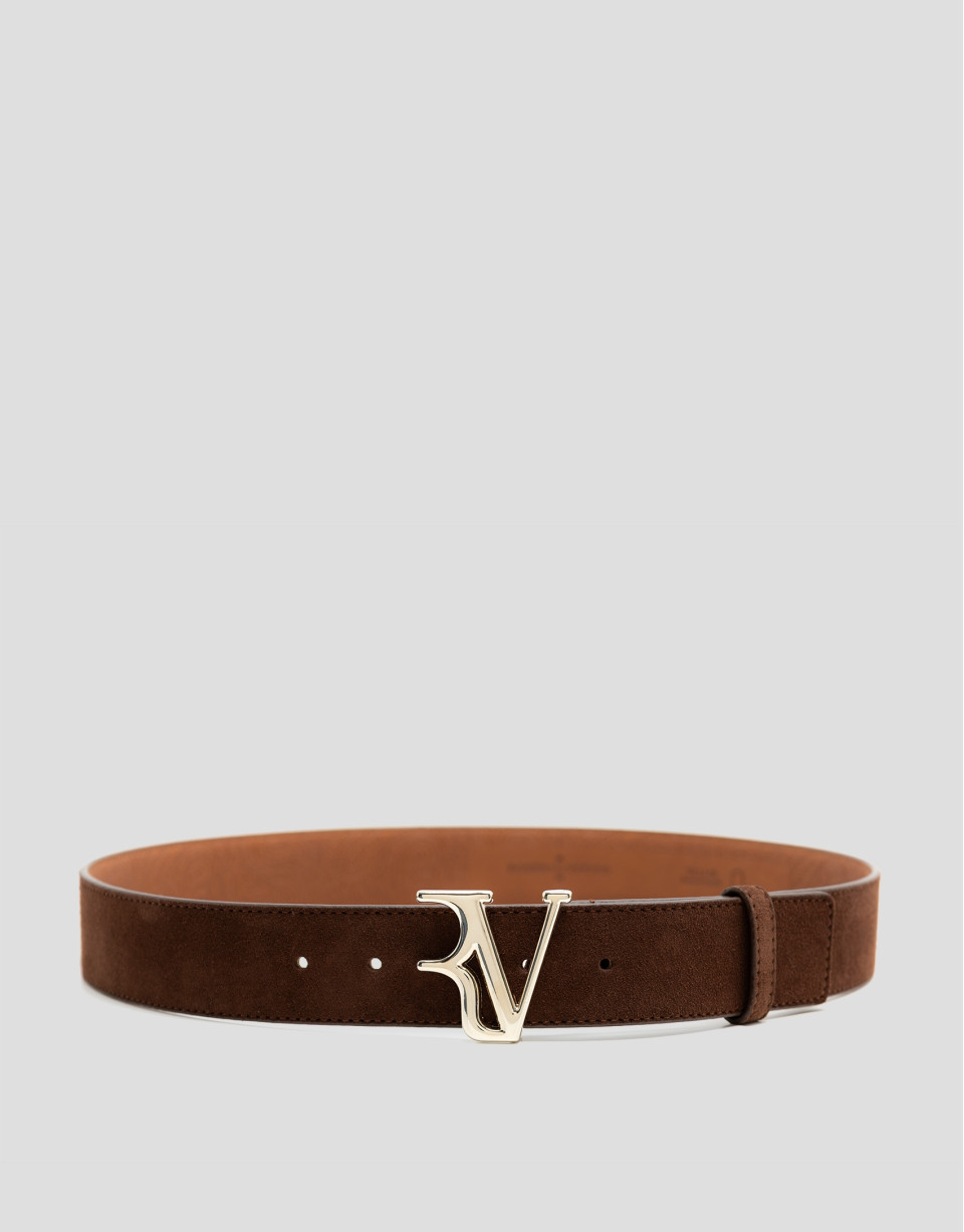 Brown split leather belt - Woman - SS2026 | Roberto Verino