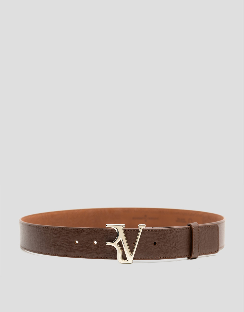 Brown Saffiano leather belt - Woman - SS2026 | Roberto Verino