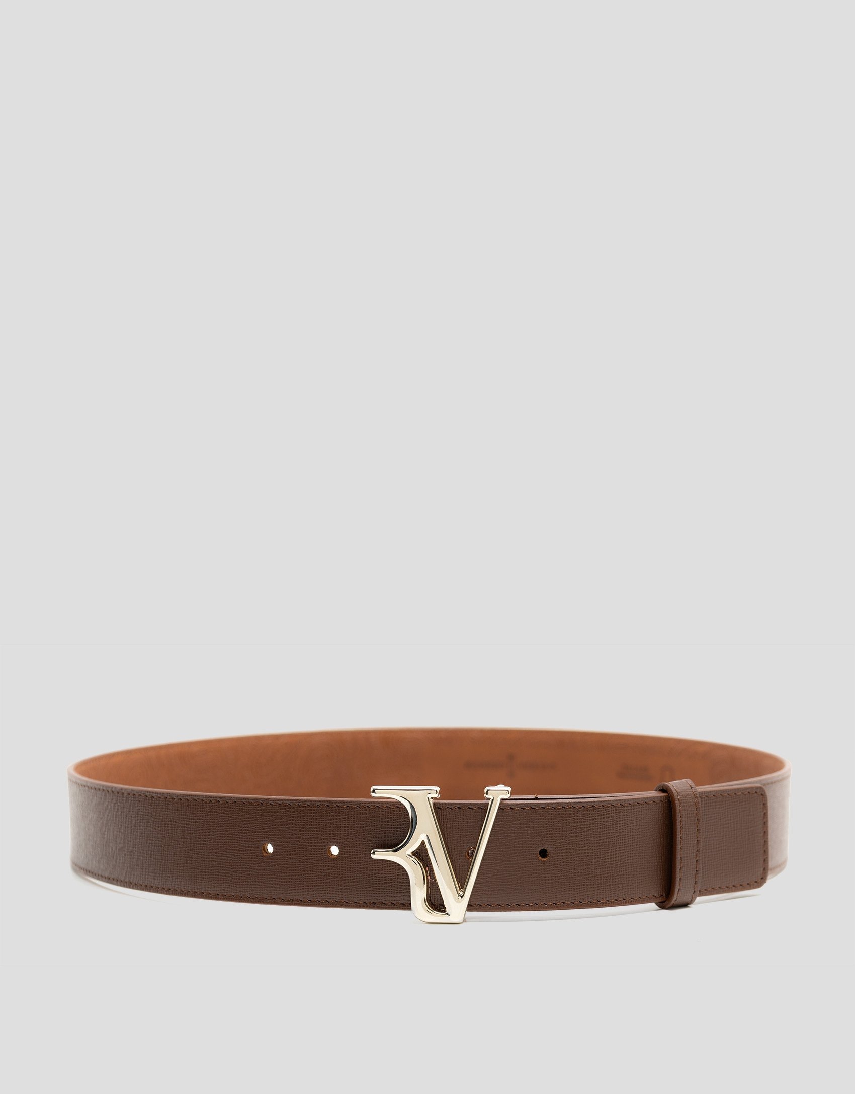 Brown Saffiano leather belt - Woman - SS2026 | Roberto Verino