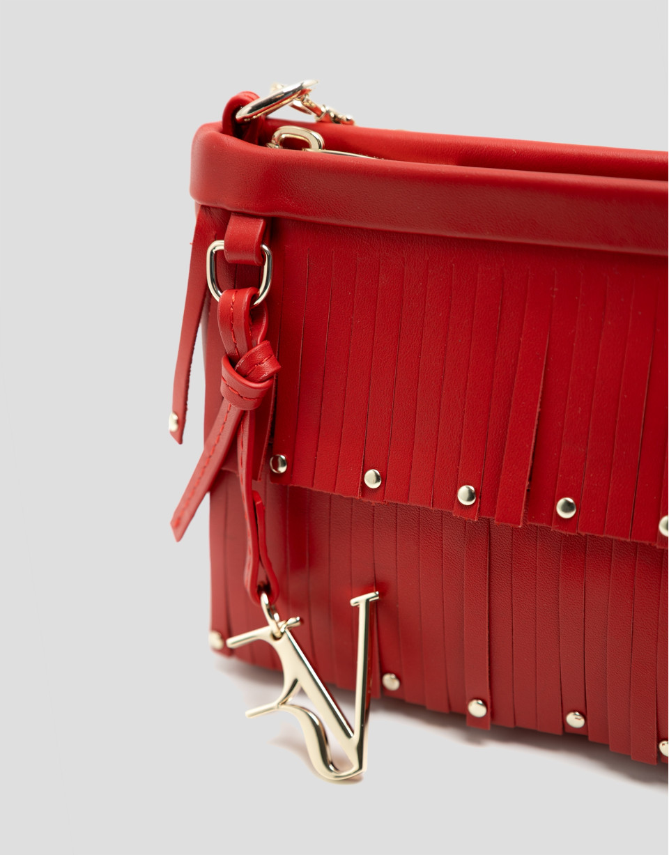 Bolso mini Chloe piel roja con flecos - Mujer | Roberto Verino