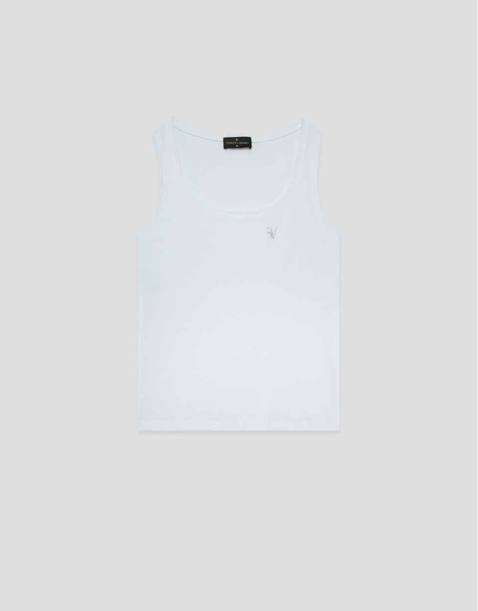 Camiseta tirantes punto canalé blanco - Mujer | Roberto Verino